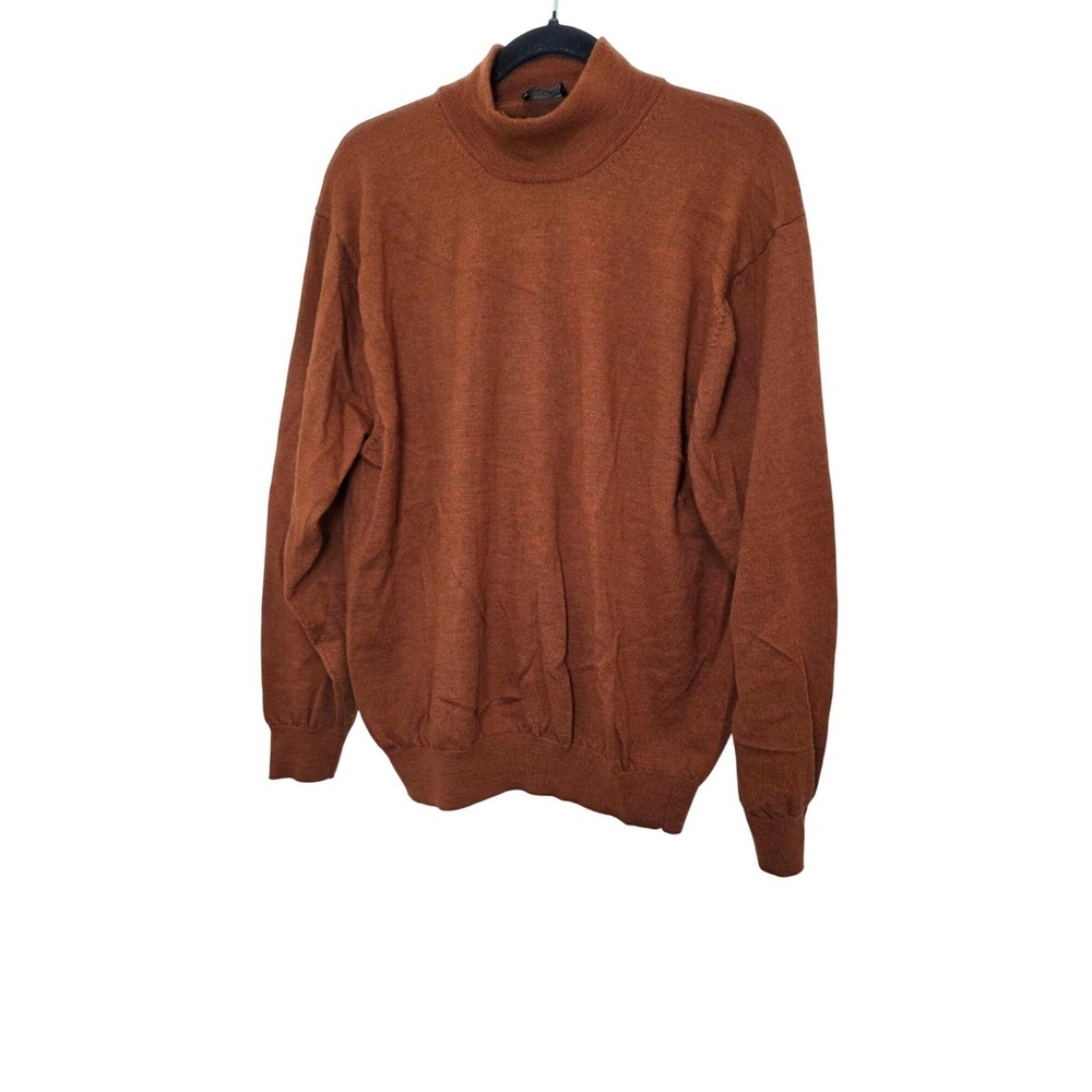 Jos. A. Bank Signature Men's XXL Turtleneck Sweater 100% Merino Wool Rust‎ Brown